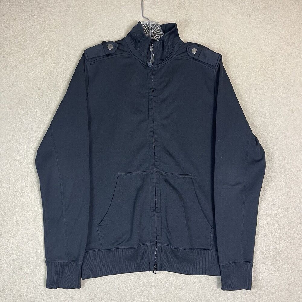 Diesel Jacket Womens Large Black Fill Zip Embroidered Mock‎ Neck Lightweight